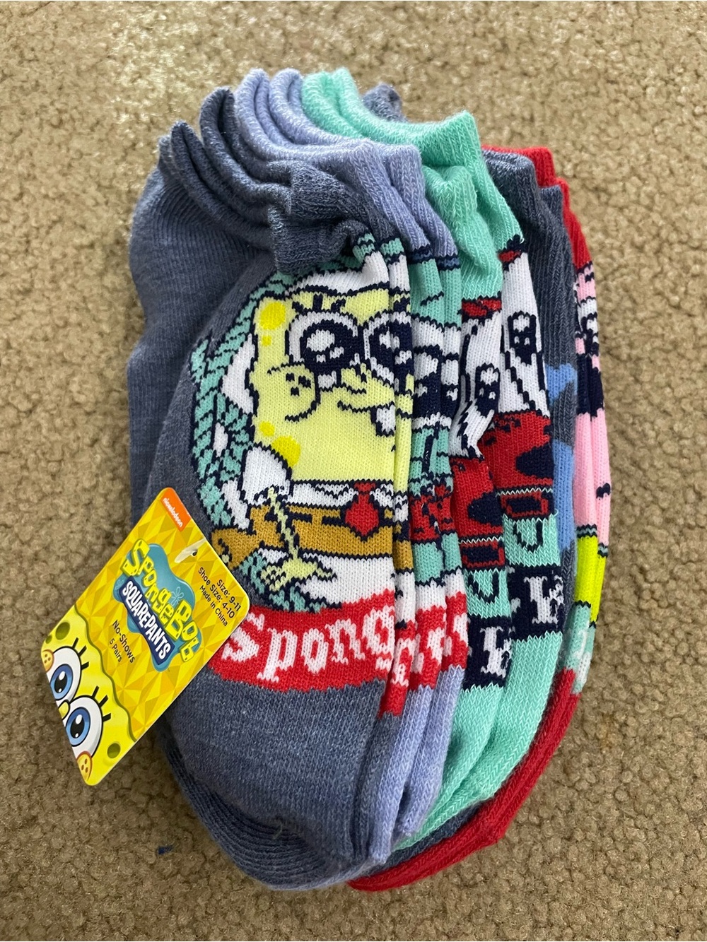 SpongeBob SquarePants Character Ankle Socks  5-Pack